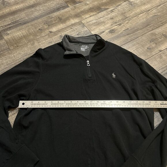 Polo Ralph Lauren Performance Soft Pullover 1/4 Zip Black Grey Pony Large - Picture 5 of 7